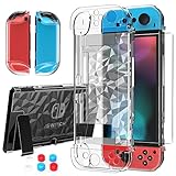 HEYSTOP Switch Case for Nintendo Switch Case Dockable with Screen Protector, Clear Protective Case Cover for Nintendo Switch and JoyCon Controller with a Switch Tempered Glass Screen Protector